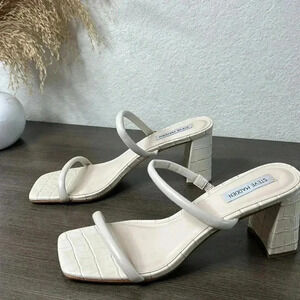 NEW Steve Madden Lilah Heeled Sandals, Bone White, Size 10